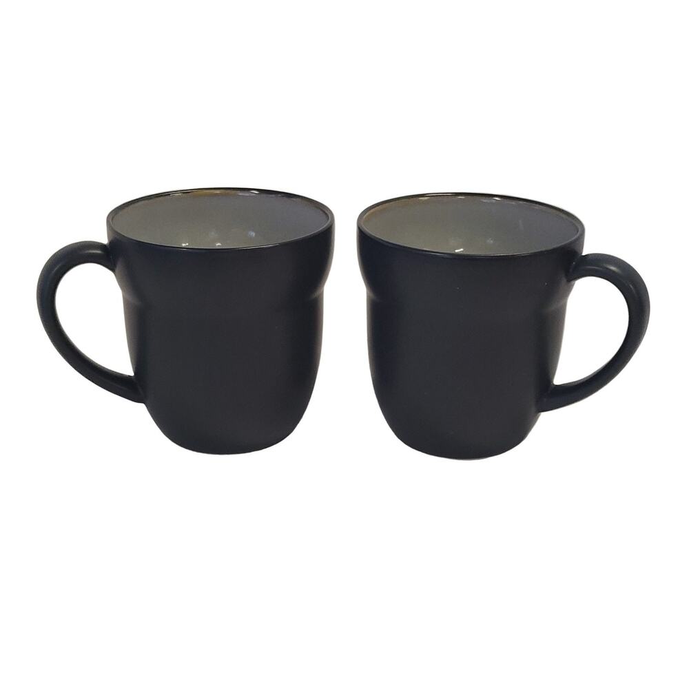 Dansk Solara Slate Mugs (2) Matte Black Ceramic Microwave Dishwasher Safe